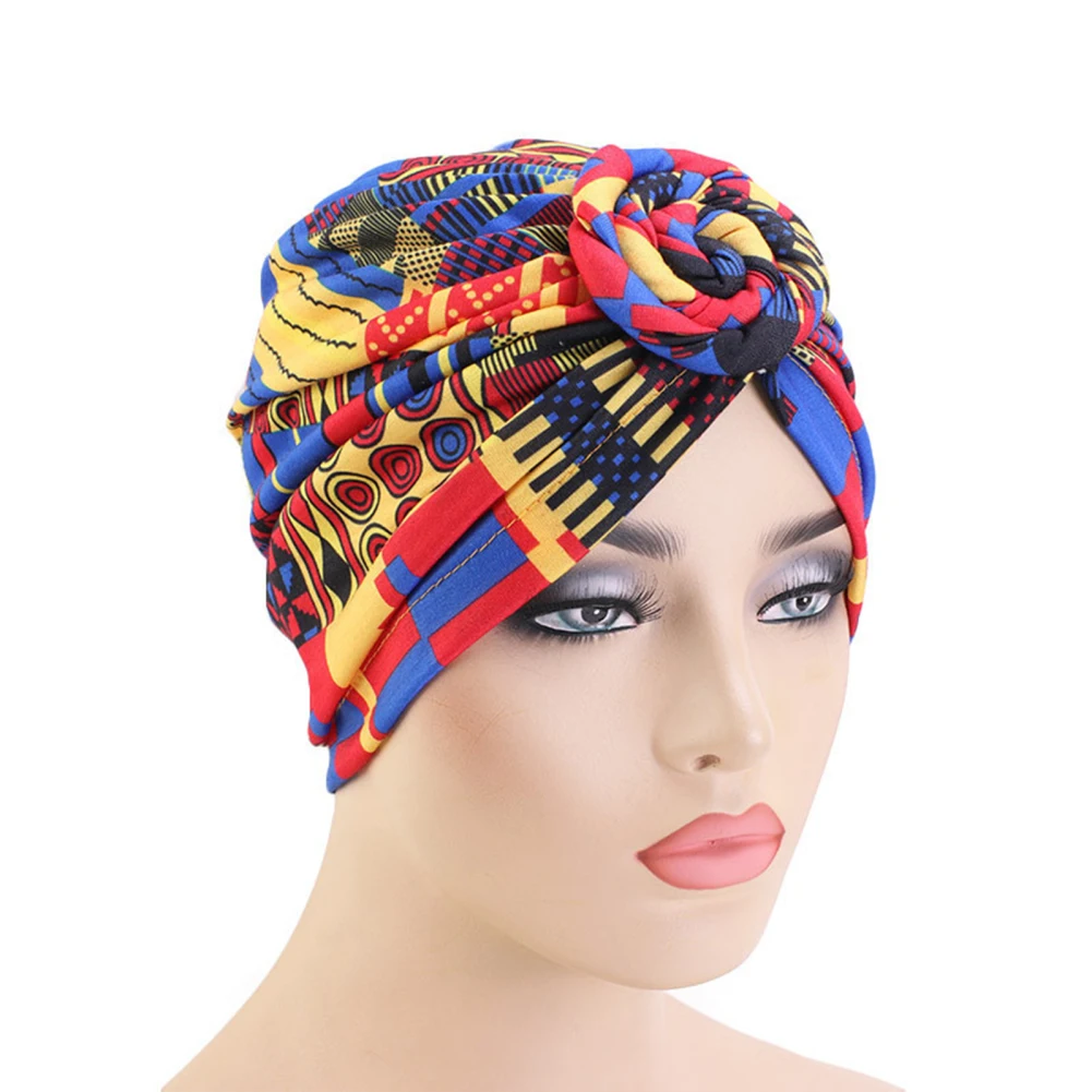 Women Headwear Fashion Muslim Hijabs Print Long Hair Head Scarf Turbans Beanie Cap Head Wraps Cancer Hats For Hair Loss