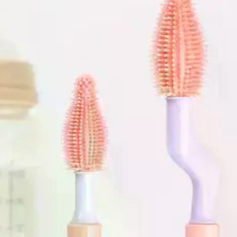 1/2 Pcs Silicone Bottle Cleaning Brush Set Flexible Handle 360 Degree Deep Clean For Baby Bottles Nipples Cups Kitchen Use