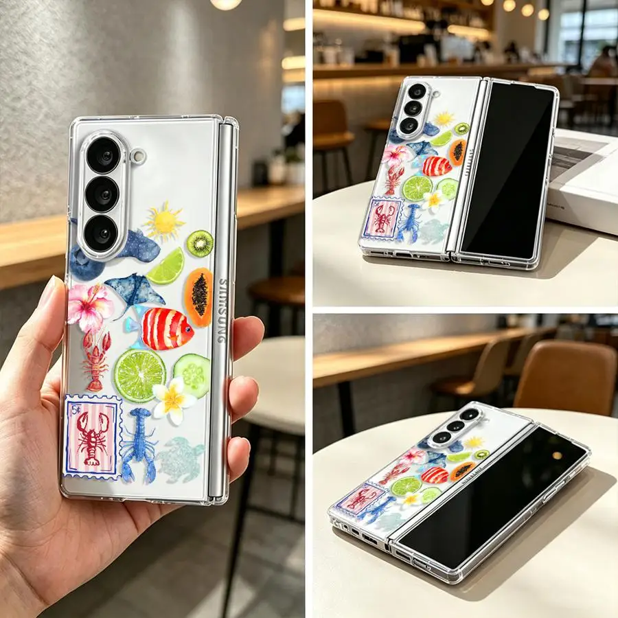Tropical Ocean Back Phone Cover Case for Samsung Galaxy Z Fold 8 Ultra ZFold5 ZFold6 ZFold3 Z Fold 7 6 5 4 3 ZFold7 ZFold4