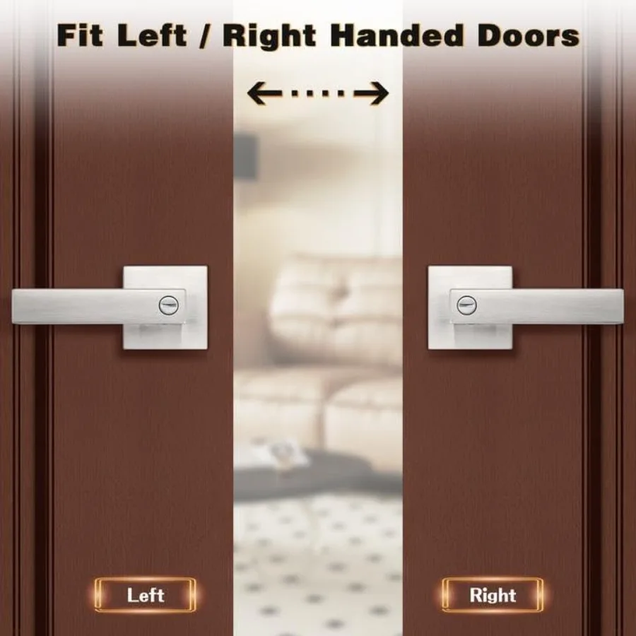 10 عبوات من أقفال أبواب النيكل الساتان لغرفة النوم والحمام وظيفة الخصوصية حزمة المقاول مجموعة أقفال مربعة على الطراز الحديث #6