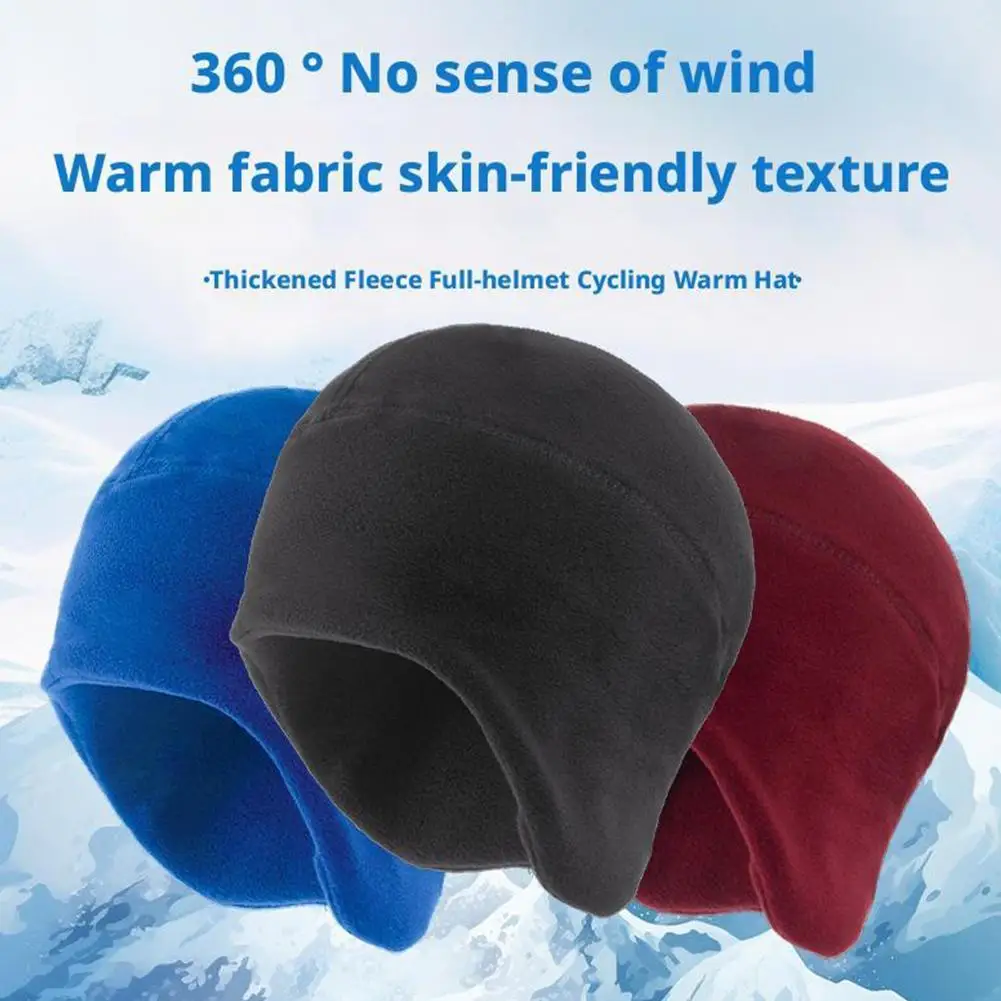 

Зимняя теплая кепка для езды на велосипеде, подкладка для шлема MTB, флисовая шапка с черепом, термостойкая шапка для мужчин и женщин, бег, катание на лыжах, очки с отверстием, ветрозащитный головной убор