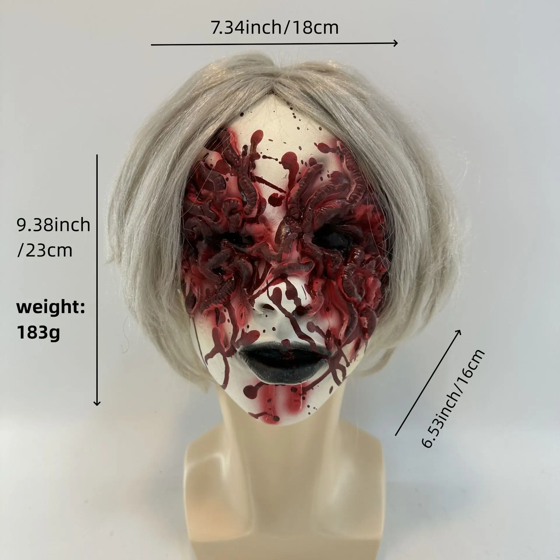 Straszna maska przerażający cholerny potwór Zombie kobiety wampira czarownica białe włosy Cosplay kostium karnawałowy lub halloweenowy rekwizyty na przyjęcia