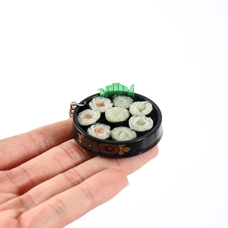 محاكاة الغذاء المفاتيح قلادة مضحك هدية علب الاغذية الساشيمي اللعب حزب زوجين حقيبة السيارة حلقات المفاتيح