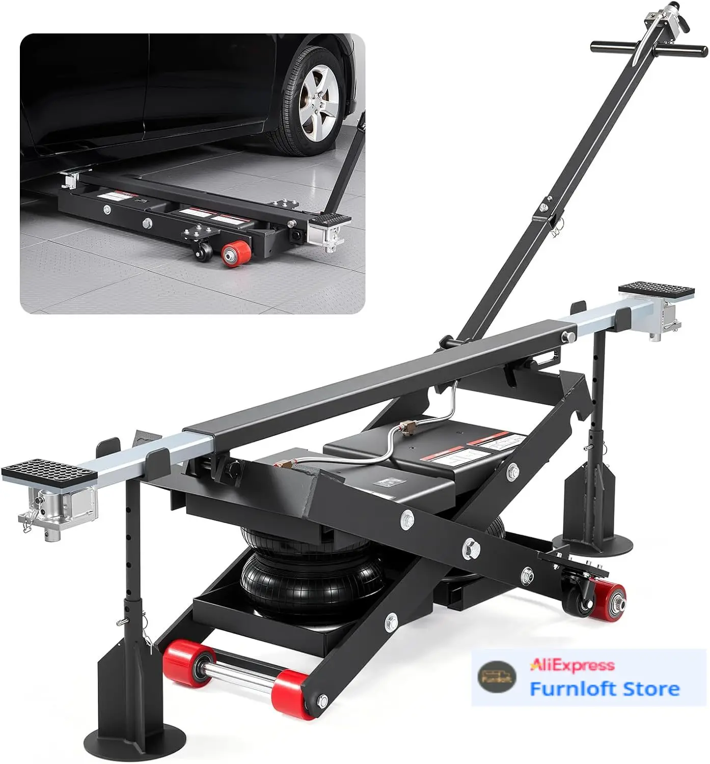 Air Portable Car Lift, 6613 lbs/3 Ton Capacity, 21.7 inch Max Height, Adjustable Portable Air Car Lift with Airbag, Support