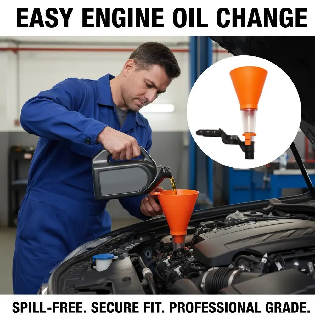 

Universal Self‑locking Car Oil Filling Funnel Adjustable Clamp Engine Oil Change Funnel Leak‑proof Oil Change Equipment Tool