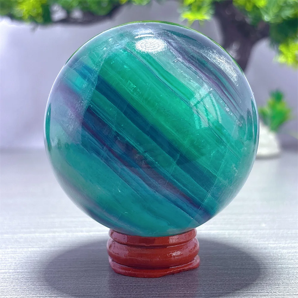 Rainbow Feather Fluorite Sphere Natural Crystal Home Garden Decoration Room decor Luck Quartz Stone Healing Energy Love Gifts