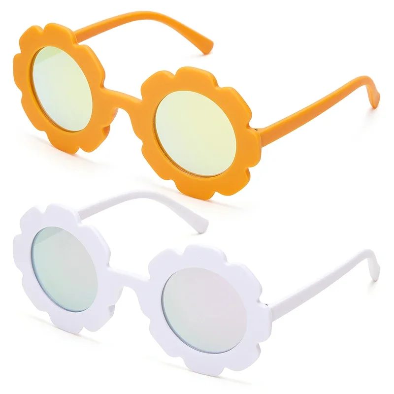 Korea New Kids Sunglasses Round Flower Cute Glasses UV 400 Protection Children Girl Boy Gifts 3-12 Years