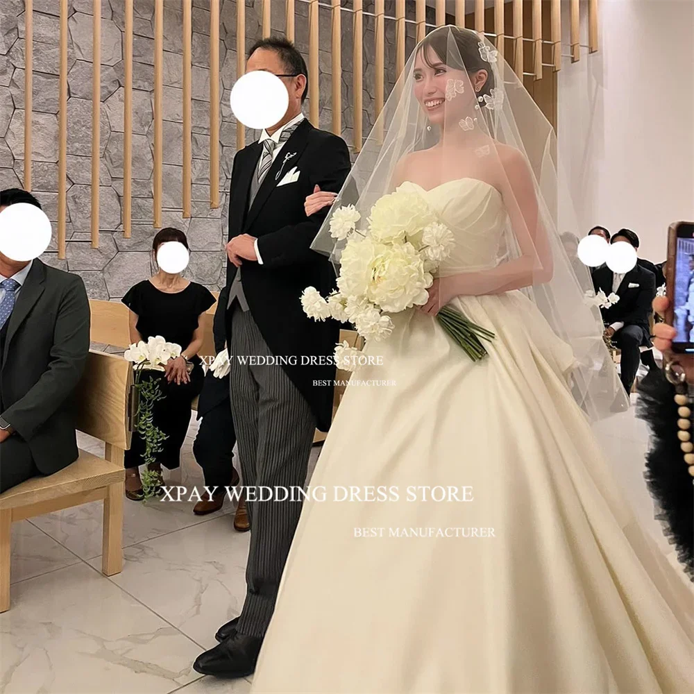 Vestidos de Novia de Satén Elegantes y Dulces de Estilo Coreano MODX, Vestido de Novia sin Mangas con Corte en A, para Sesión de Fotos, sin Tirantes, con Pliegues, Robe de Mariage