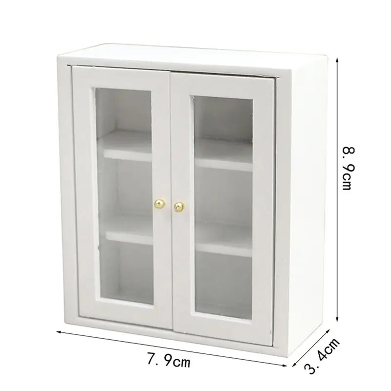 ODIES-4X 1:12 دمية مصغرة خزانة حائط بيضاء معلقة التخزين المنظم خزانة دمية الأثاث ديكور