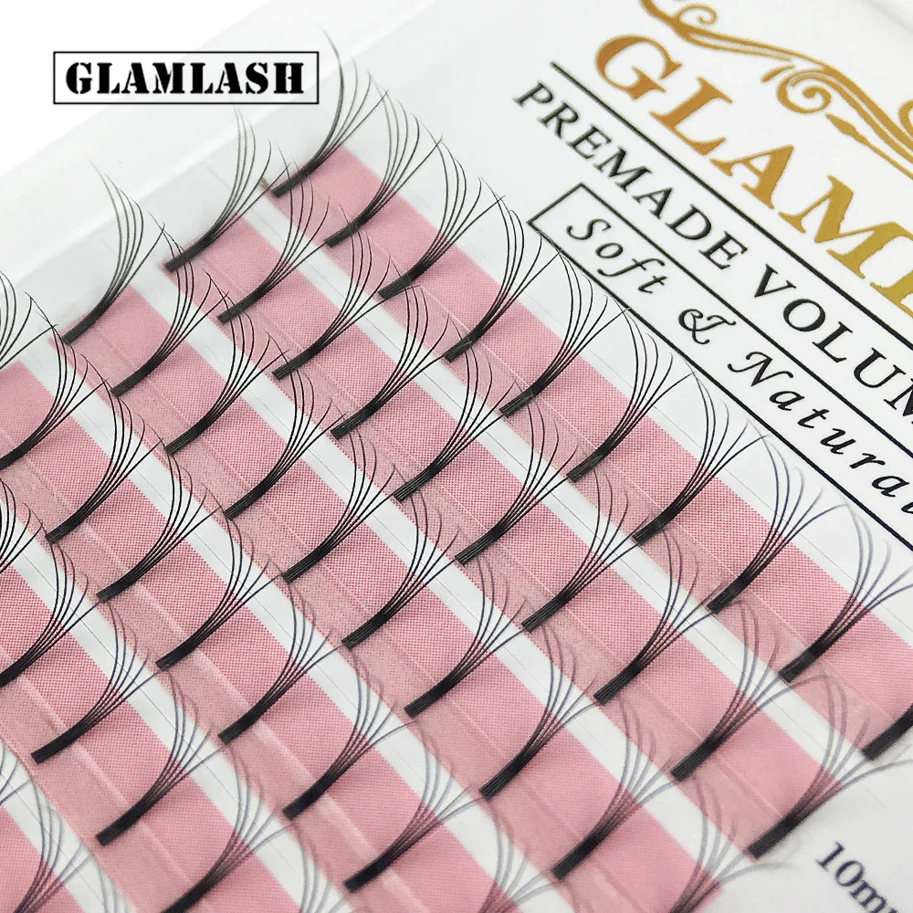 GLAMLASH 12 Lines Premade Long Stem Volume Eyelash Extensions wide fans 2d3d4d5d6d Lashes Faux Mink