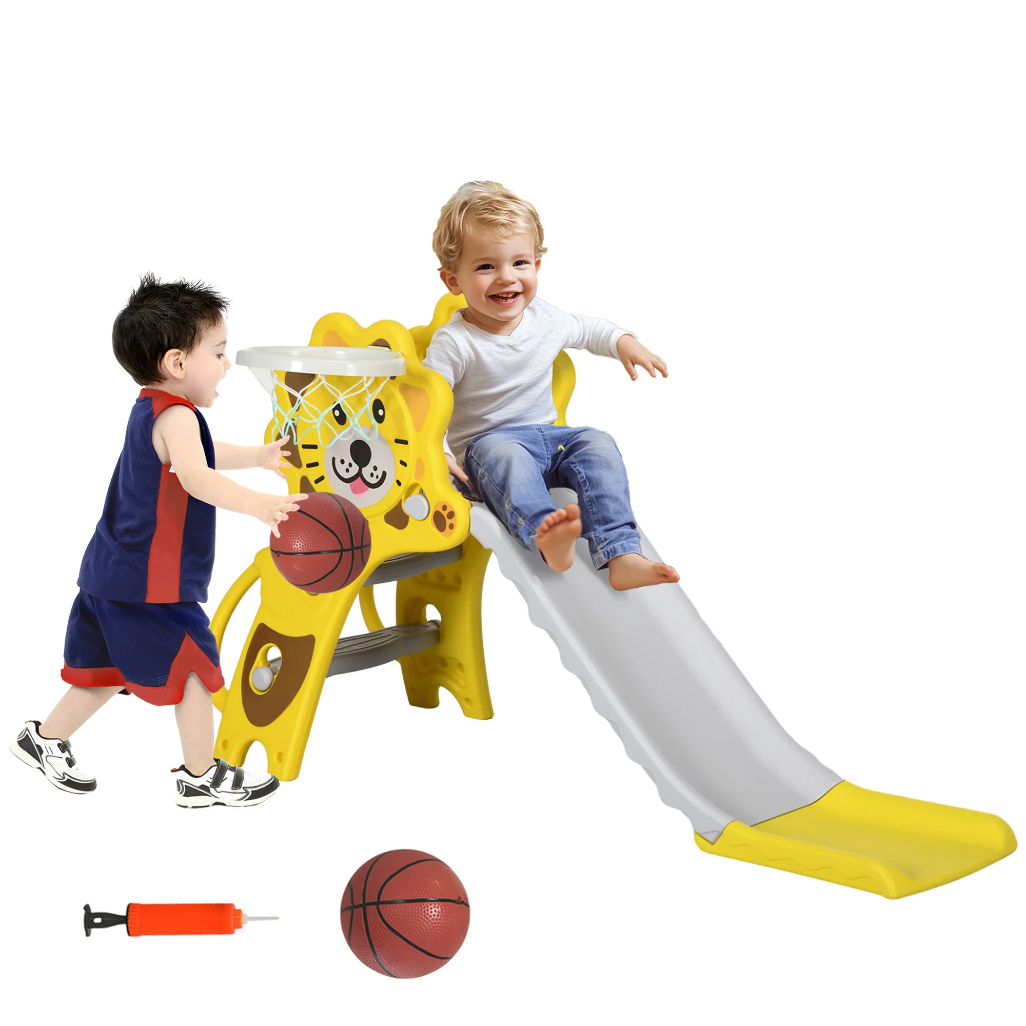 AIYAPLAY glijbaan kindermandje Mandje voor kinderen van 18 tot 36 maanden, voor binnengebruik, buitengebruik, max. 25 kg, dim. belasting. 131L x 50l x 74H
