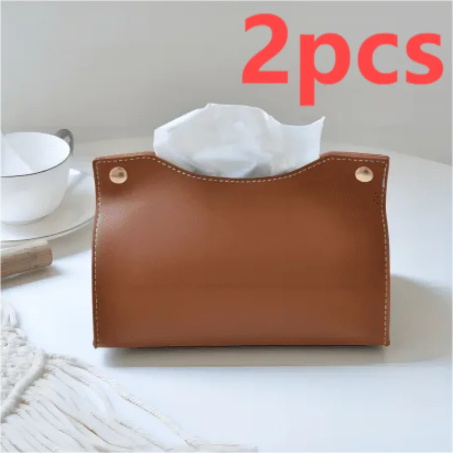 2 pieces 1 set PU leather simple modern tissue storage box (black/brown/gray/blue), car, living room, toilet, paper box, waterpr