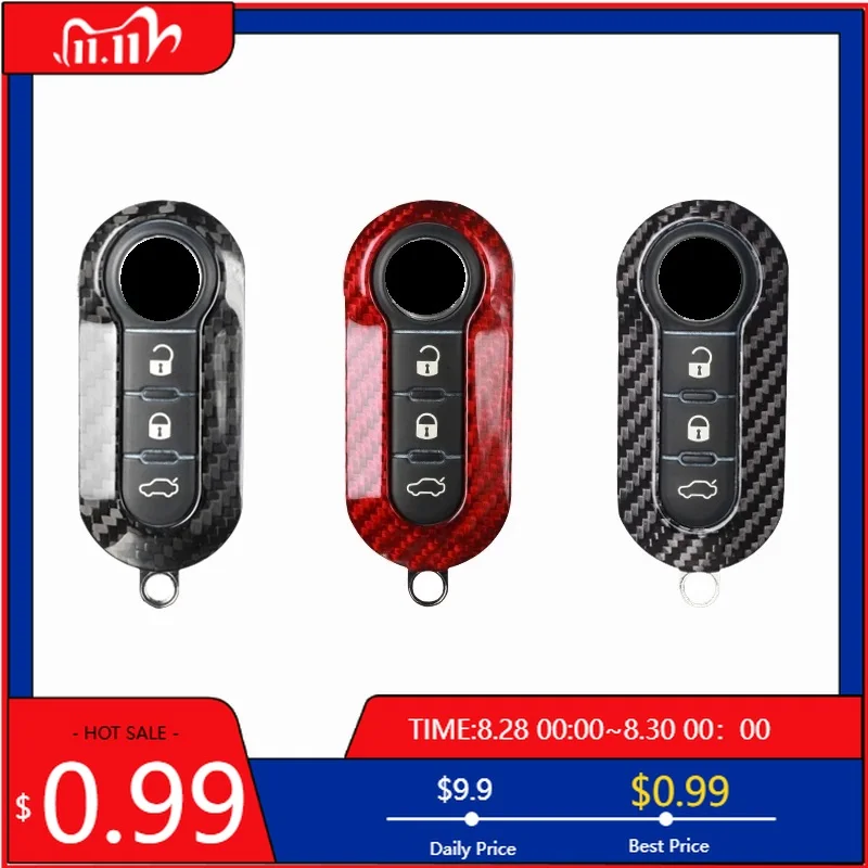 

Interior Stickers Carbon Fiber Key Case Cover For FIAT Key Case Cover Shell bag Freemont 500 500L Panda Punto Bravo 3 Button