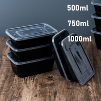 10PCS Black Disposable Food Plastic Lunch Box Microwave Food Fruit Salad Storage Container Bento Box Refrigerator Storage
