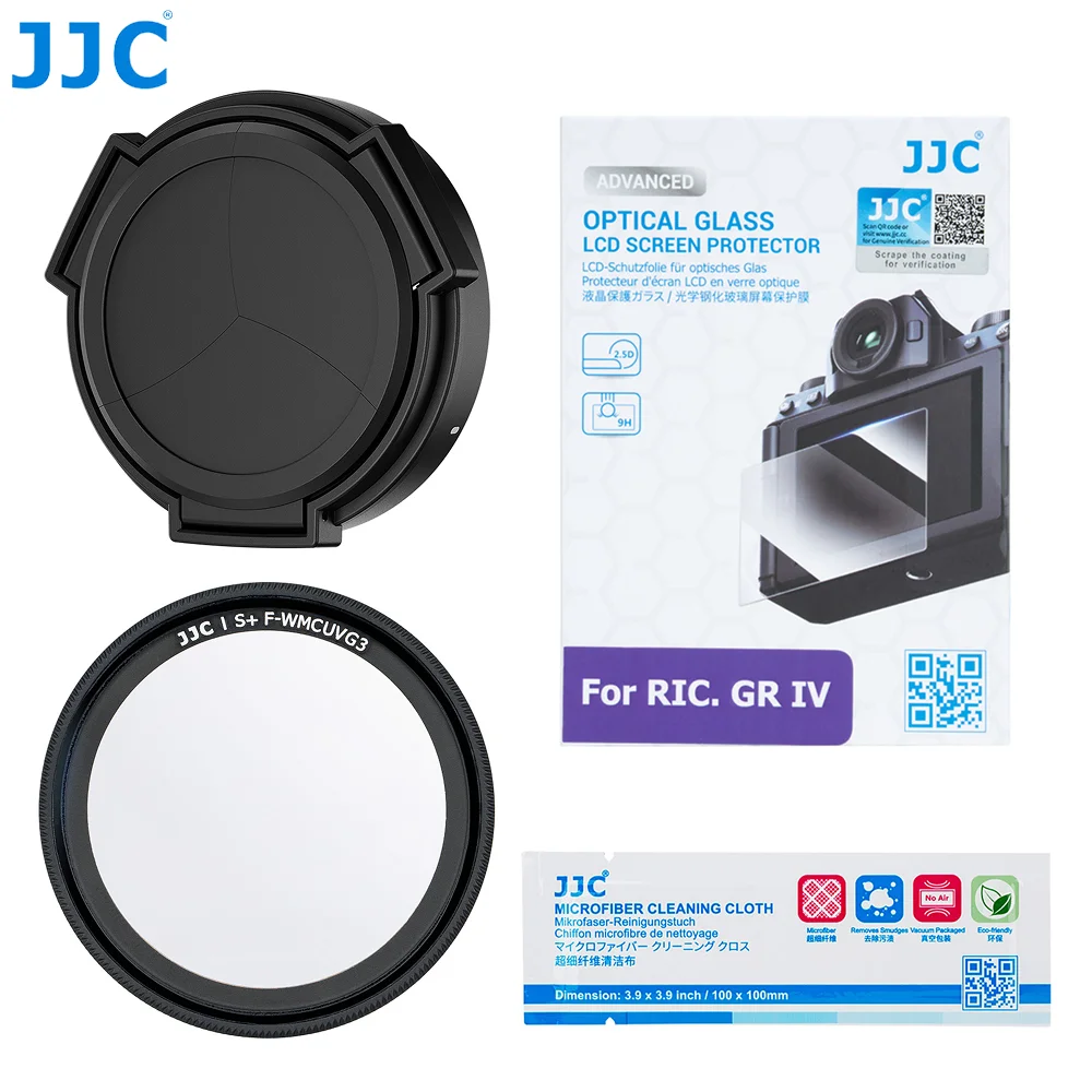

JJC for Ricoh GR IV GRIV GR4 Accessories Kit Lens Cap with UV Filter Screen Protector Thumbs Up Grip for Ricoh GR IV GR4 Camera