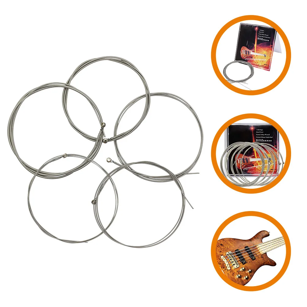 

1Pack Bass String Nickel Alloy Wrapped 5 String Metal Electric Bass Replacement Strings Stable Tone Instrument Strings