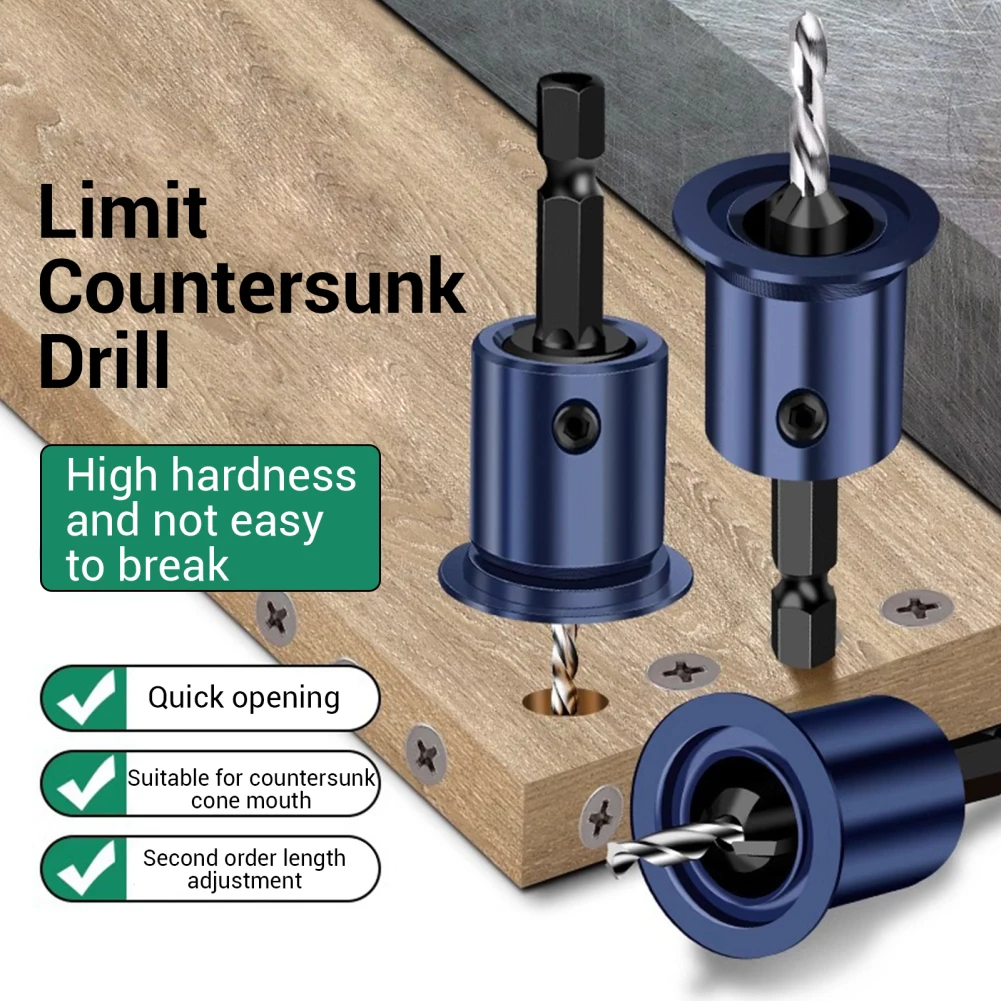 Countersink Drill Bit Limit Hole Opener Countersunk Drill Bit With Adjustable Depth Stop Low Friction For Accurate Woodworking