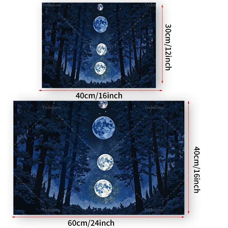 قطعة واحدة من نسيج الحائط "مرحور فورست مون فيزز نسيج - فن طبيعة السماء الليلية" #3