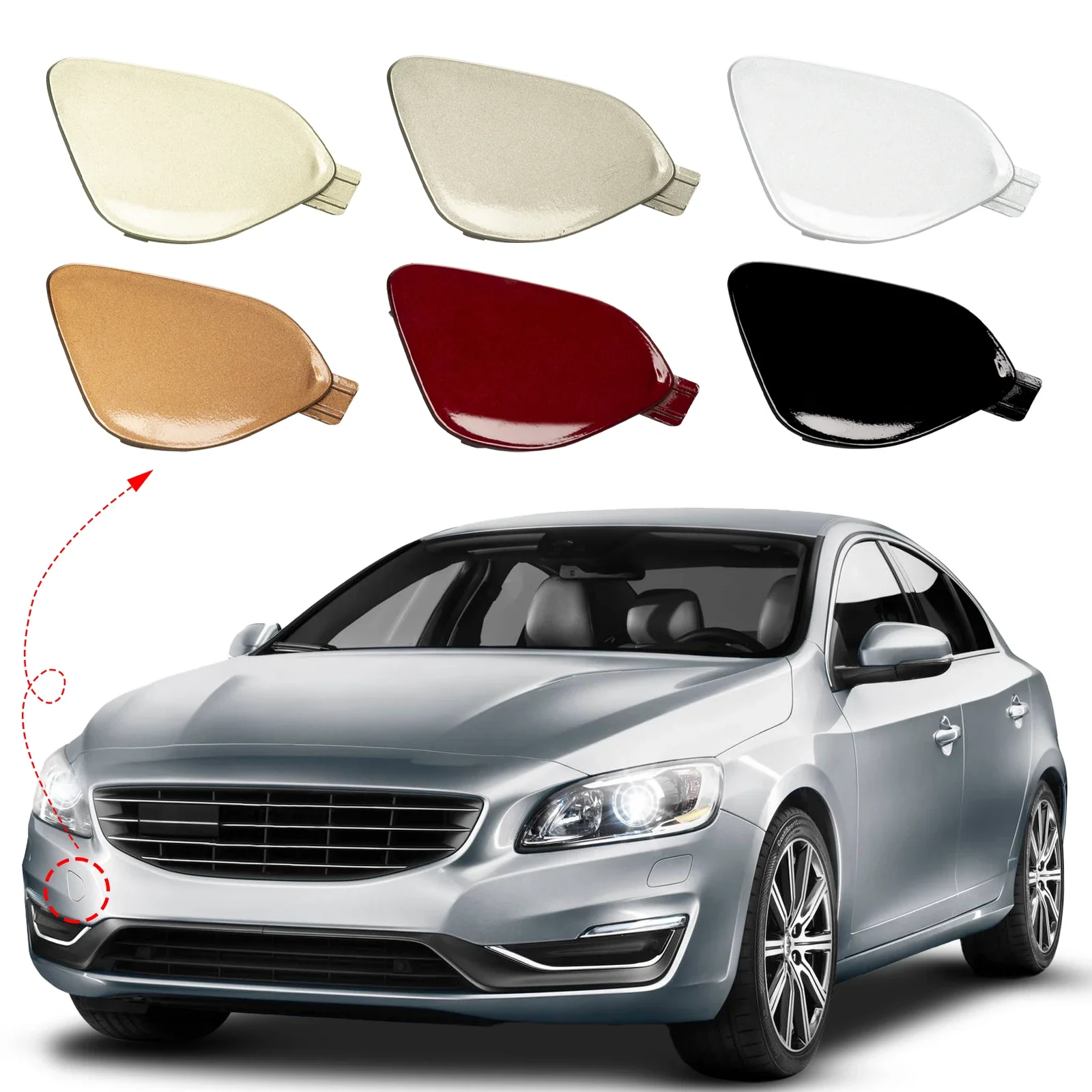 

Pop Front Bumper Tow Hook Cover Cap Towing Eye For VOLVO S60 S60L V60 Accessories 2014-2018 39820294 31323839 Right Passenger Si