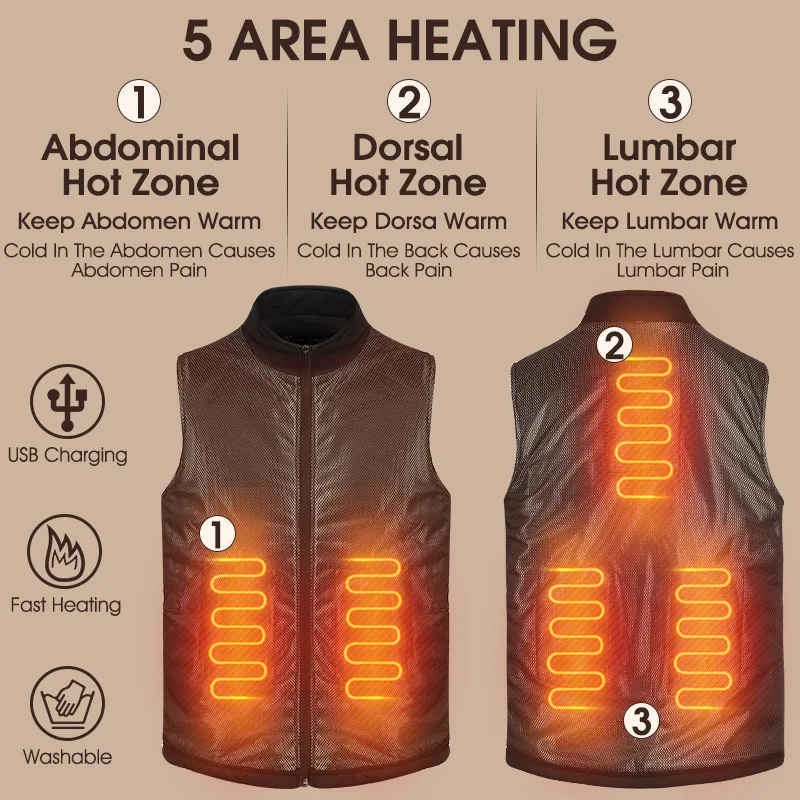 WEST BIKING Electric Heating Cycling Vest Three Gear Adjustment USB Heating Jackets Outdoor Camping Winter Warm Clothes Coat