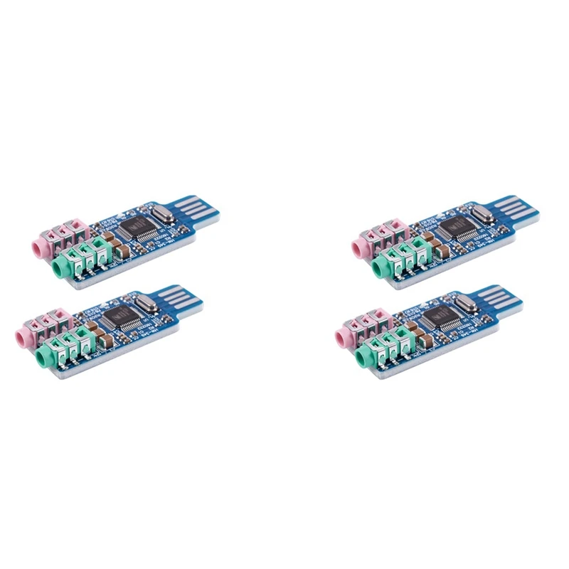 

4Pcs Free Driver USB Sound Card CM108 USB Sound Card Chip Blue