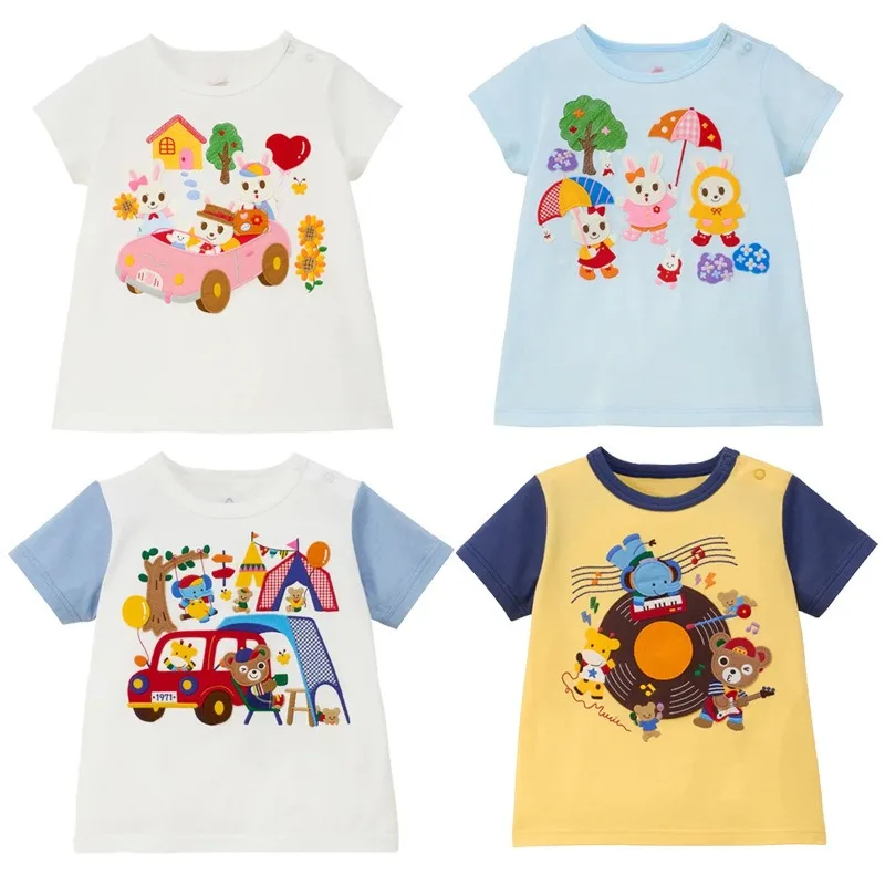 

Summer Children's Cartoon Short-sleeved T-shirt Cute Bear and Rabbit Underwear Top Girl Shirts Baby T-shirts Boys Tees