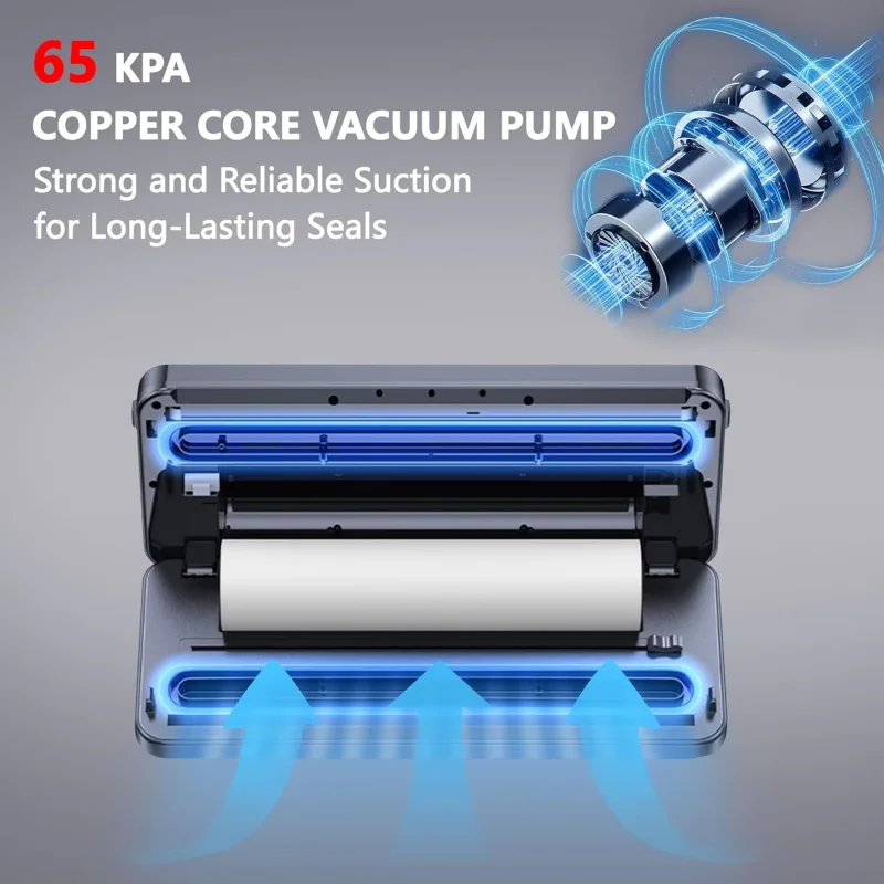 آلة ختم الفراغ المنزلية الصغيرة آلة تغليف المواد الغذائية البلاستيكية آلة ختم الطعام الطازج المدمج في سكين القطع