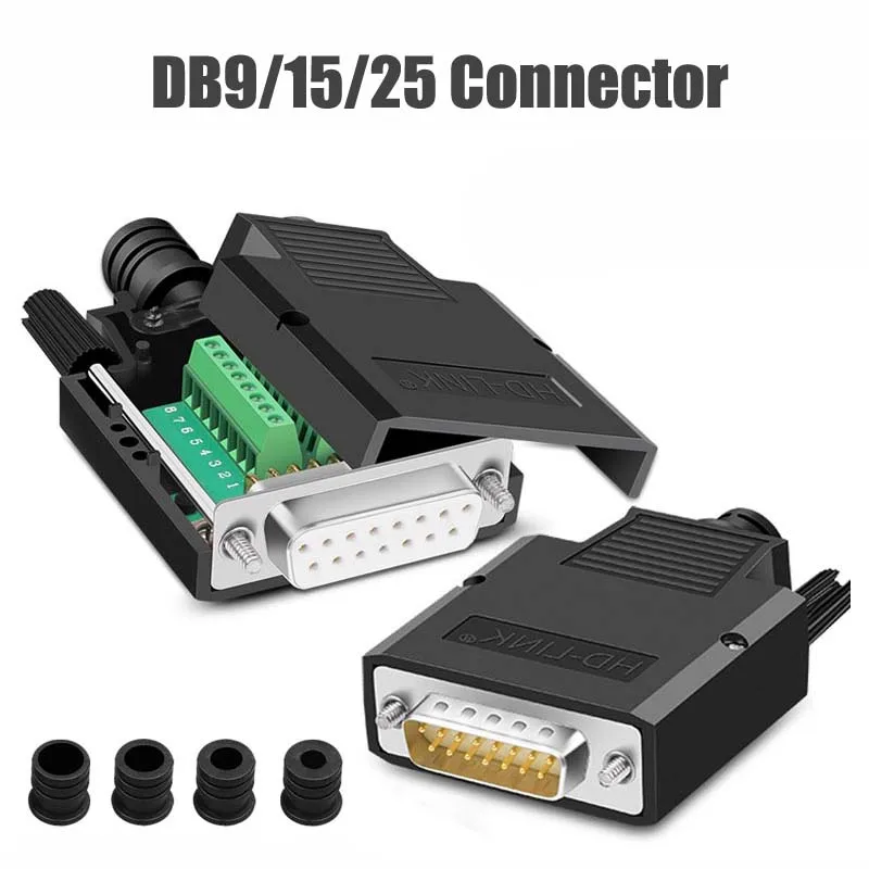 DB9 DB15 DB25 Connector 9 15 25-pin Male Female Solder-free Breakout Connector COM RS232 Serial Port D-SUB Terminal Plug Adapter