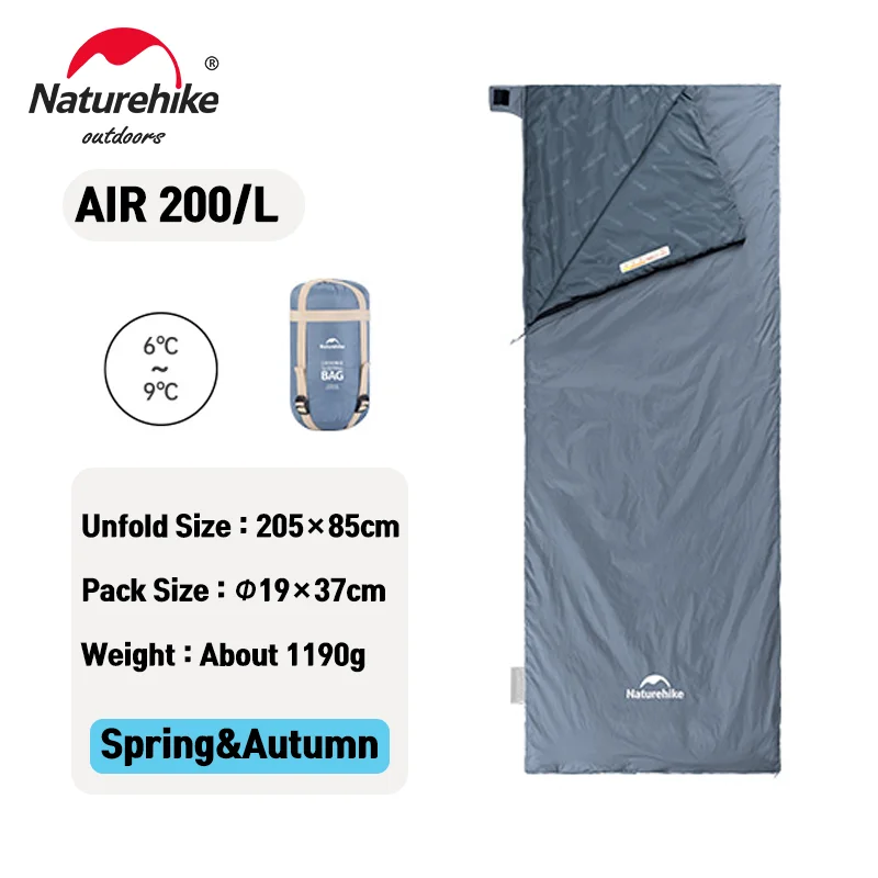 Saco de dormir Naturehike, modelo LW180, ultraligero, con combinación de tejidos de algodón, doble capa, ideal para acampar, hacer senderismo y realizar actividades turísticas al aire libre.