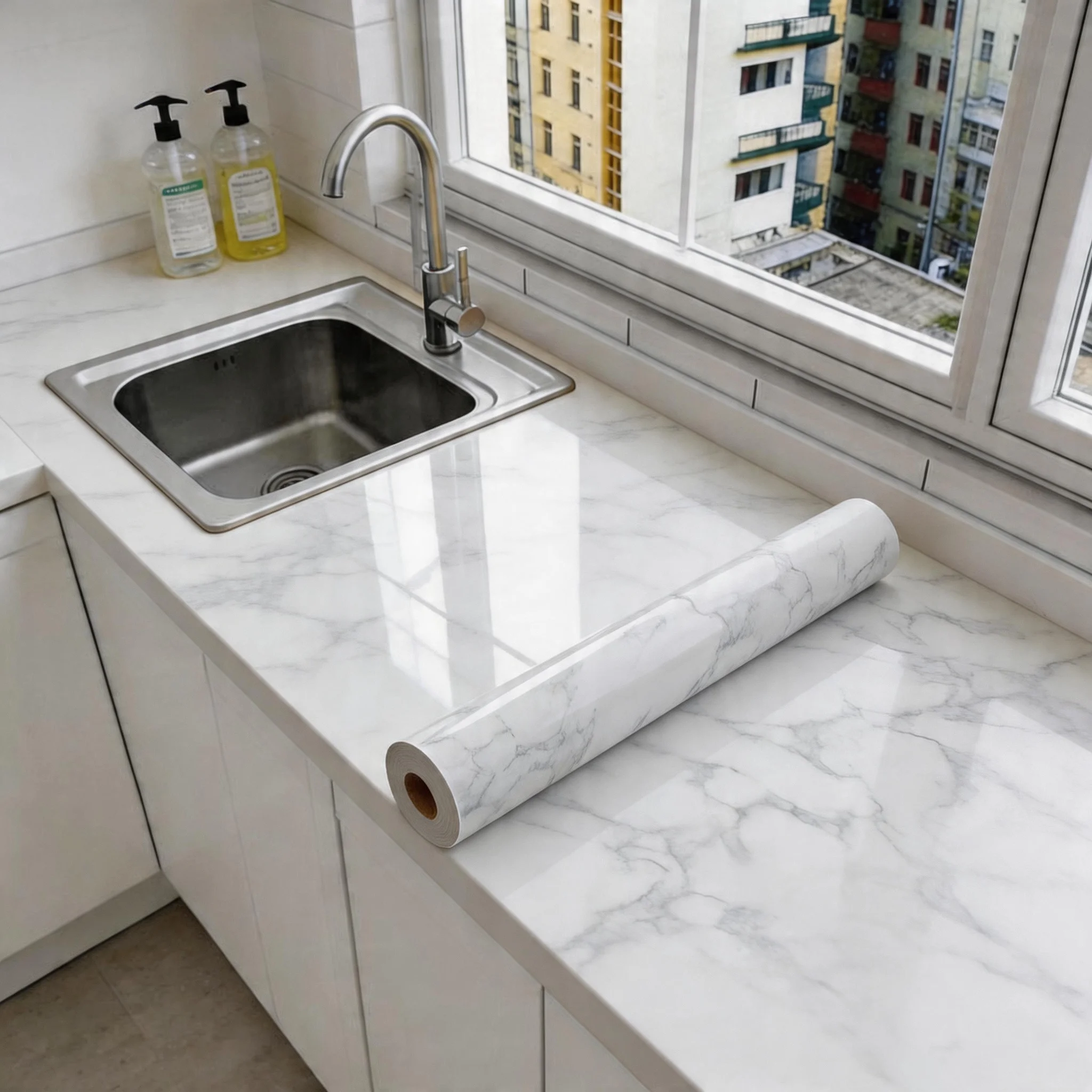 Marble  Stripe Vinyl DIY Self Adhesive Waterproof PVC Wallpaper Renovation Cabinets Furniture Wall Sticker Home Decor Sticky Pap