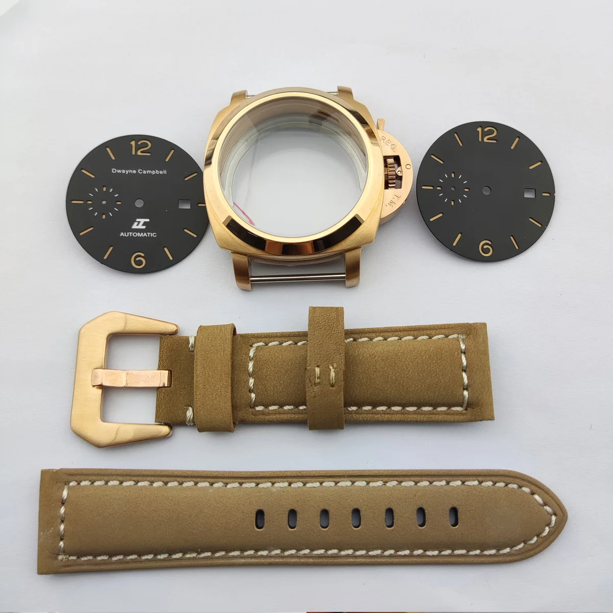 Rose gold case 44mm Stainless Steel Automatic Watch custom logo Dial Watch case for seagull st2555 movement Parts not nh35 Case