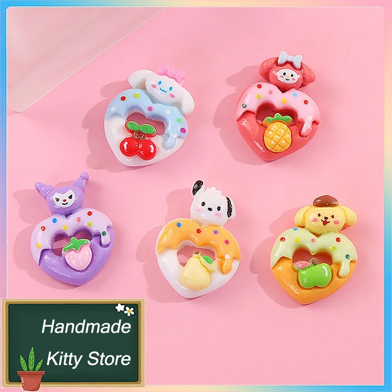 Sanrios Kawaii 10Pcs Melody Accessories Cinnamoroll Melody Pompompurin Pochacco Cute Fruits Series Cartoon Anime Kids Toys Gifts