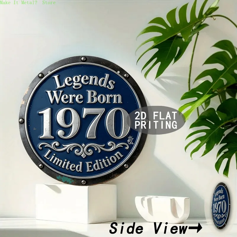 2D Flat1 Vintage '1970' Digital Metal Aluminum Sign  Suitabl