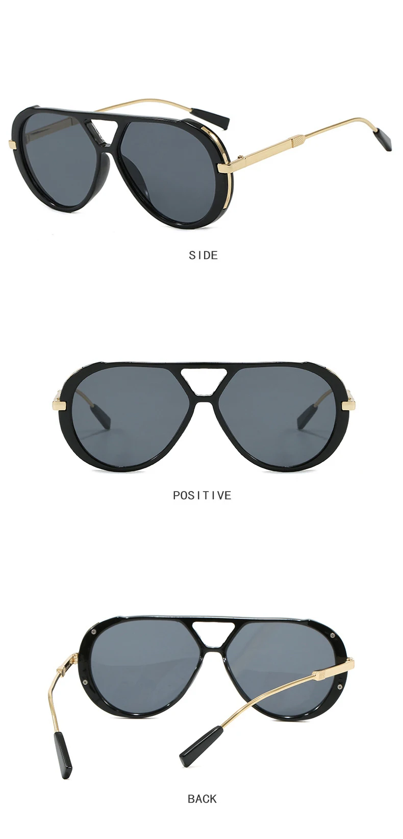 Große Piloten-Sonnenbrille im Punk-Stil für Damen, Metallrahmen, Leopardenmuster-Brille für Outdoor-Fahrten, übergroße Sonnenbrille für Herren – Detail 4