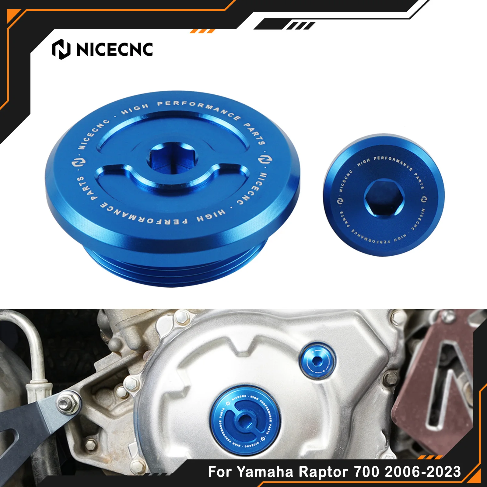 NICECNC For Yamaha Raptor 700 2006-2023 Crankcase Cover Plug For Yamaha Raptor 700R 2009-2023 YFZ450R Grizzly Kodiak Aluminum