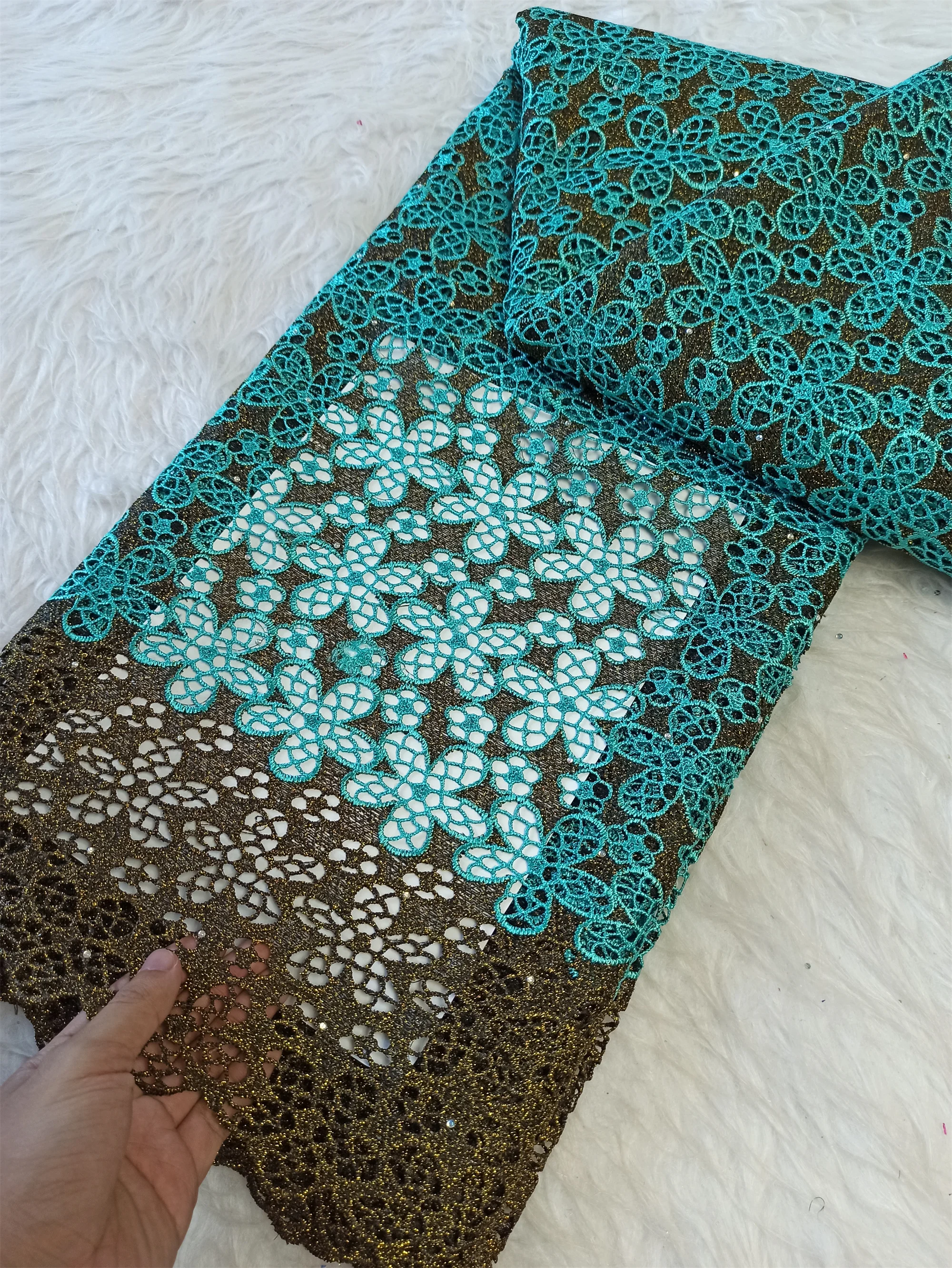 

African Guipure Cord Lace Fabric 2025 High Quality Colorful French Material Luxury Party Grown Lace Fabric For Sewing Dress