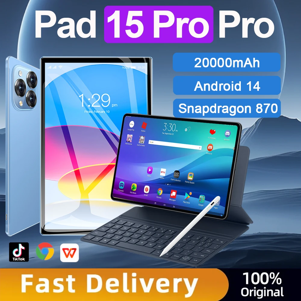 

2025 Original Pad 15 Pro Tablet PC 11Inch Android 14 16GB+1TB 20000mAh Snapdragon870 tablets android 5G Dual SIM Card WIFI HD 4K