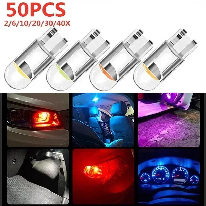 

10X W5W LED Canbus T10 Car Lights COB Glass Interior Parts Bulbs 6000K White Auto License Plate Lamp Dome Read Light 12V