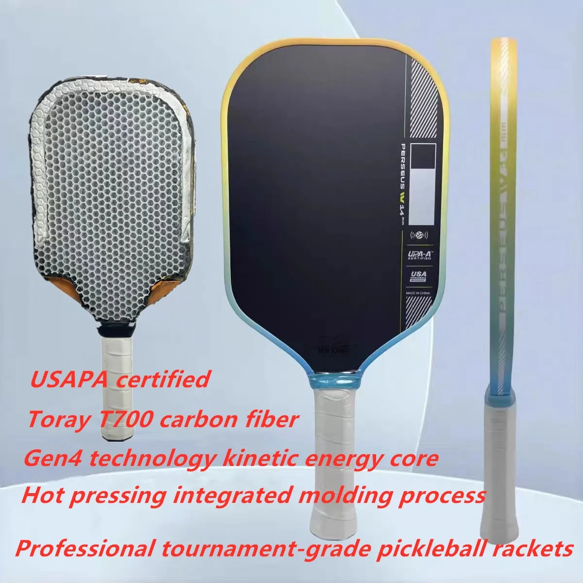 

Карбоновая пайка Pickleball T700 Toray представляет собой сертифицированный сотовый сердечник USAPA с высокой мощностью и профессиональными мероприятиями.