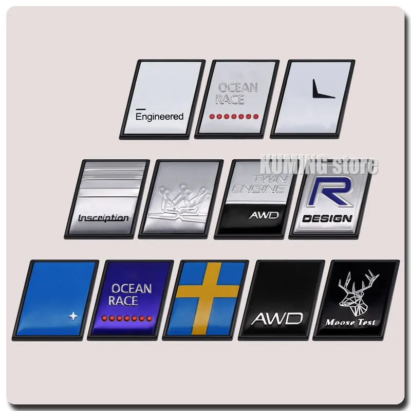 Schwarzer Rand Metall Abzeichen r Design awd Elch Test Logo Aufkleber Auto Aufkleber für Volvo Ocean v40 v60 v90 xc60 xc90 xc40 s60 s90 s80