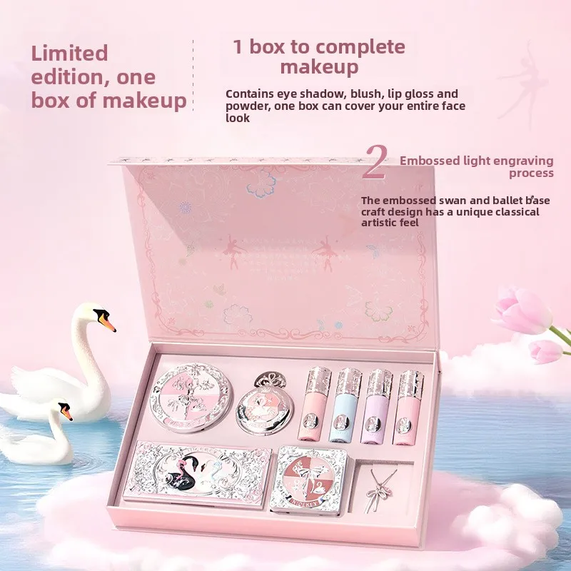 Cosmetic Sets Ballet Makeup Gift Box Cheek Blush Red Lip Glaze Eye Shadow Professional Concealer Bronzer All In One Girl Gift