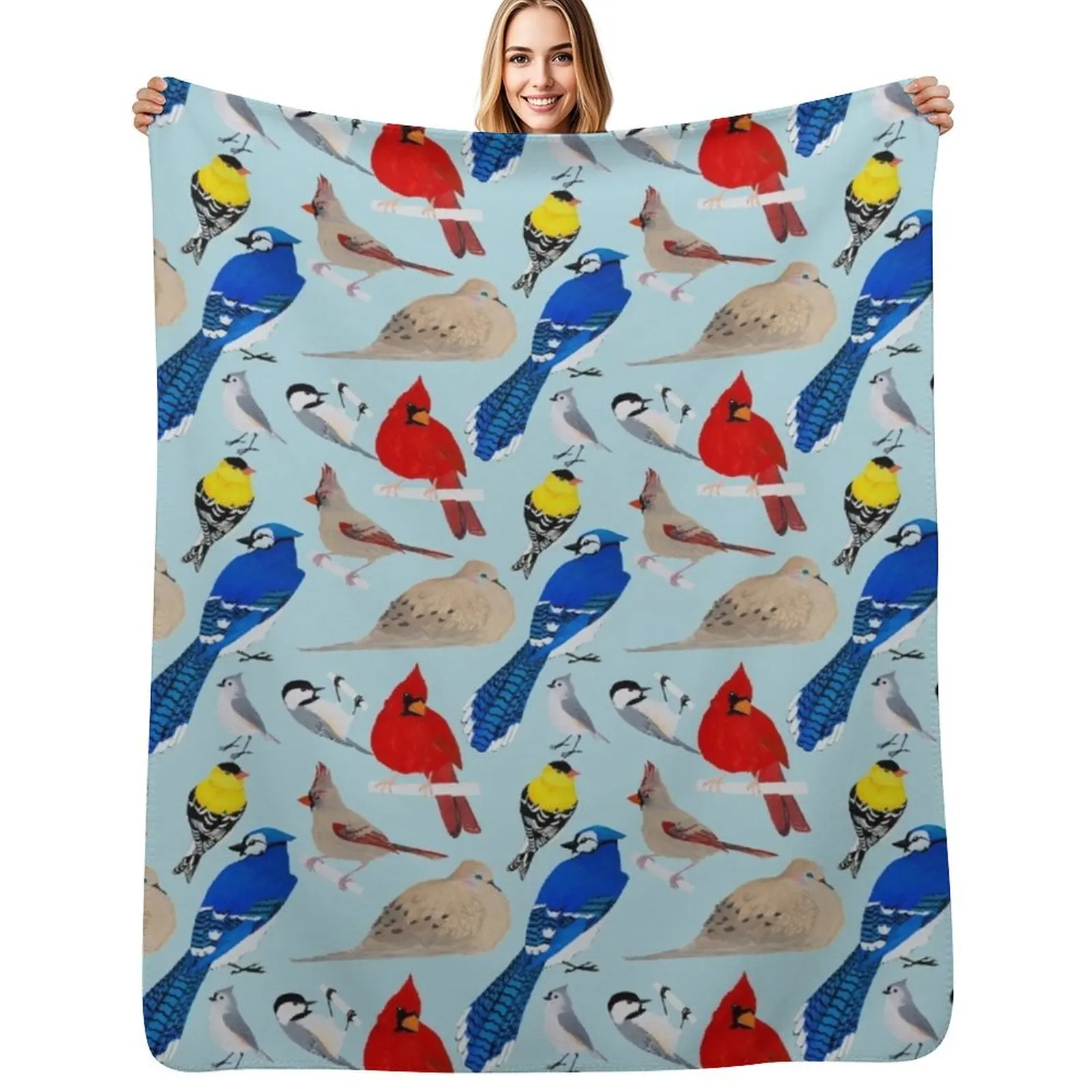 Feeder Birds Throw Blanket For Decorative Sofa Multi-Purpose Travel Warm Decoratives Camping Blankets