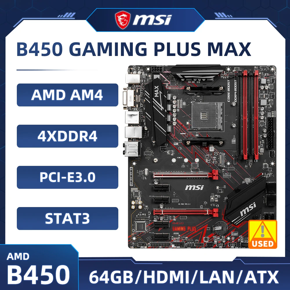 

B450 Motherboard AM4 For RYZEN 5 5600G cpus MSI B450 GAMING PLUS MAX Motherboard DDR4 128 GB SATAIII PCI-E 3.0 USB 3.2 M.2 ATX