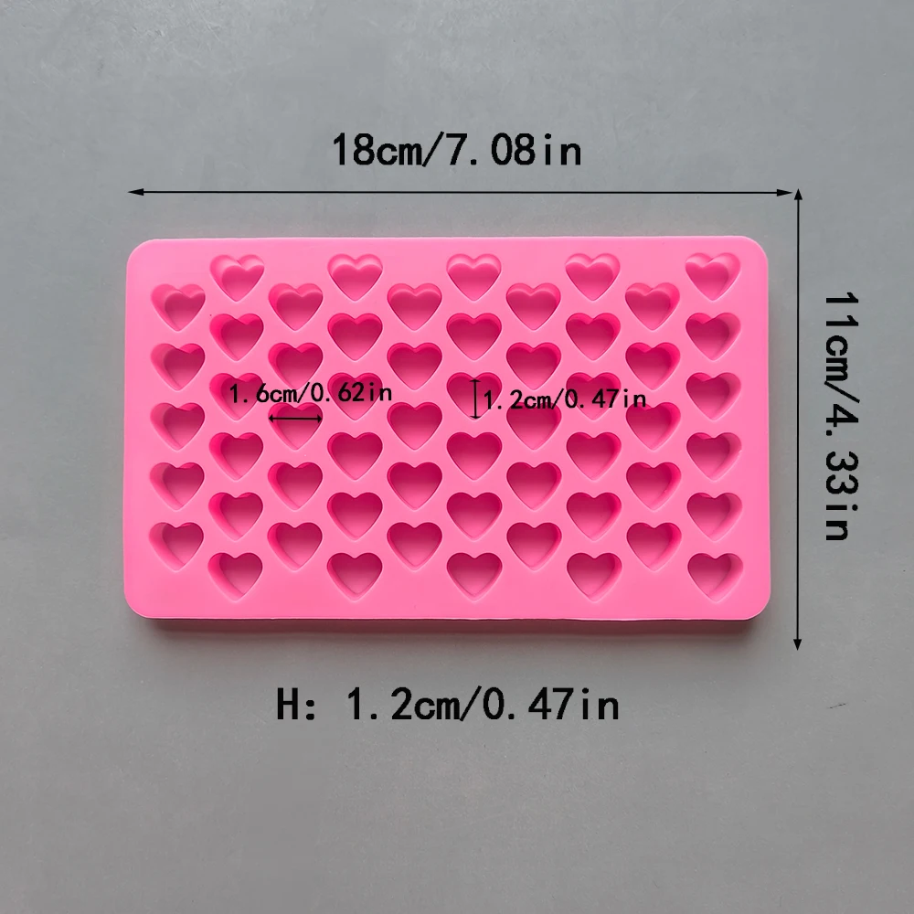1pc 55 Holes 3D Ice Cube Tray Mini Heart Silicone Mold Chocolate Fondant Mould Pastry Jelly Biscuit Baking Cake Decoration Tools