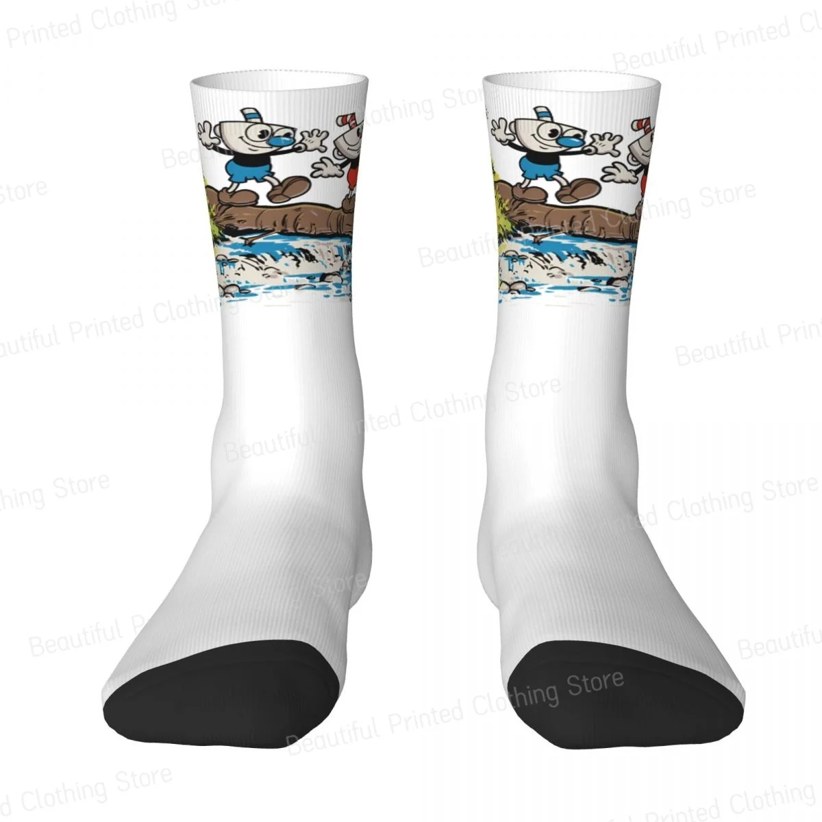 Cuphead & Mugman Men Women Happy Socks Outdoor Novelty Four Seasons Stockings Gift