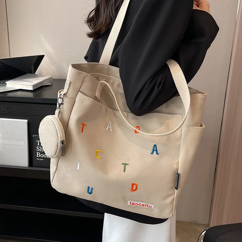 Sac fourre-tout minimaliste en toile pour femme, sac à main pour ordinateur portable, décontracté et polyvalent