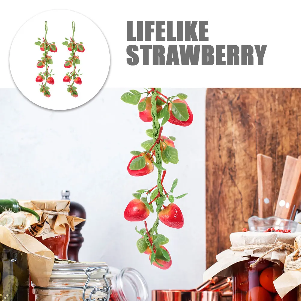 

2 Pcs Simulation Strawberry Artificial Fruit Decor Realistic Wall naments Fake Fruit Decoration Lifelike