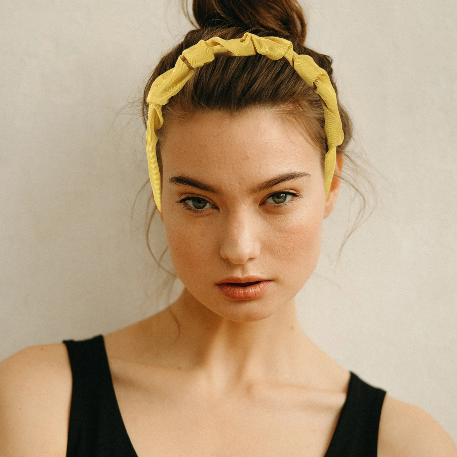 

Womens Fabric Headband for Washing Face Yellow Hair Band Wide Brim Comfortable Material Solid Color Design Fashionable
