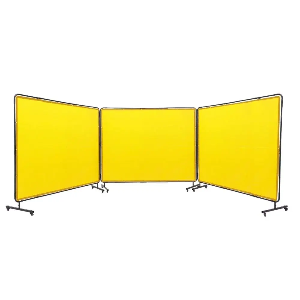 

Welding Screen with Frame 6FTx8FT 3 Panel Flame-Resistant Vinyl Welding Protection Screen on 12 Swivel Wheels 6 Lockable Mobile