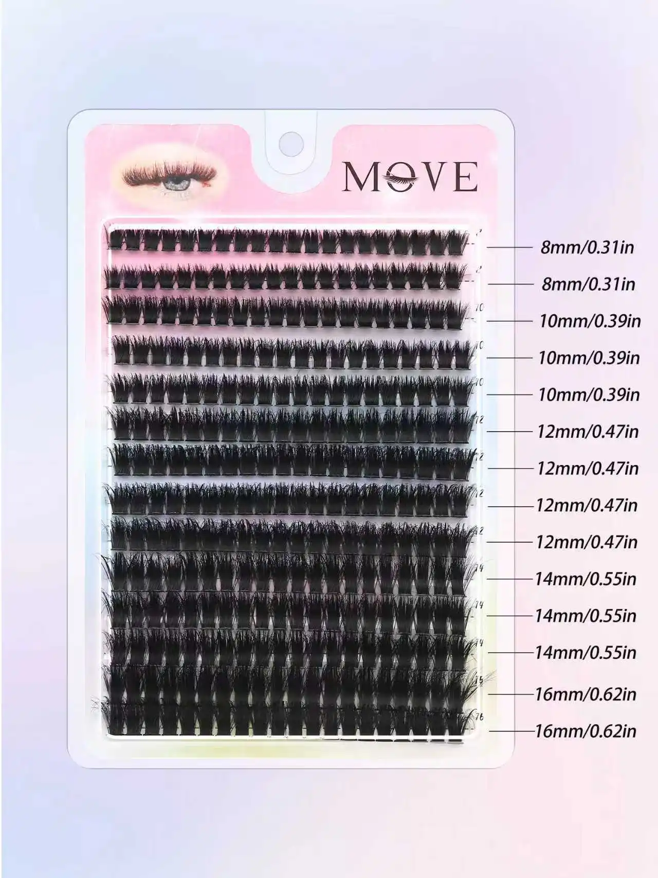 280 PCS Cluster Lashes D Curl Fluffy Individual False Eyelashes 8‑16mm Mixed DIY Segmented Eyelash Extensions for Eye Makeup